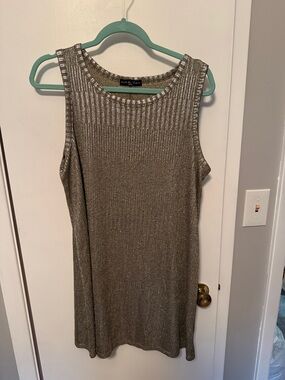 Kim & Cami Metallic Gold Ribbed Mini Dress